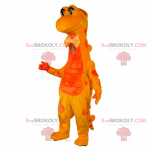 Gelbes Dinosaurier-Maskottchen mit Fliege - Redbrokoly.com