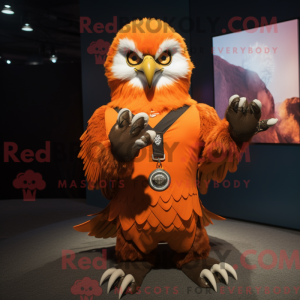 Orange Eagle mascot costume...