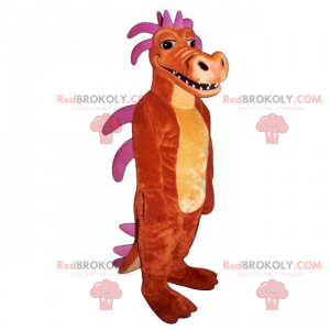 Mascotte de dinosaure avec des piques roses - Redbrokoly.com