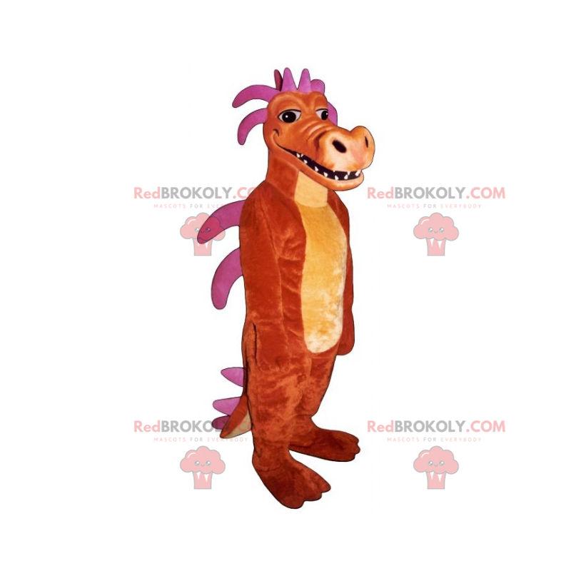 Mascote de dinossauro com lanças rosa - Redbrokoly.com Mascote de dinossauro com lanças rosa - Redbrokoly.com