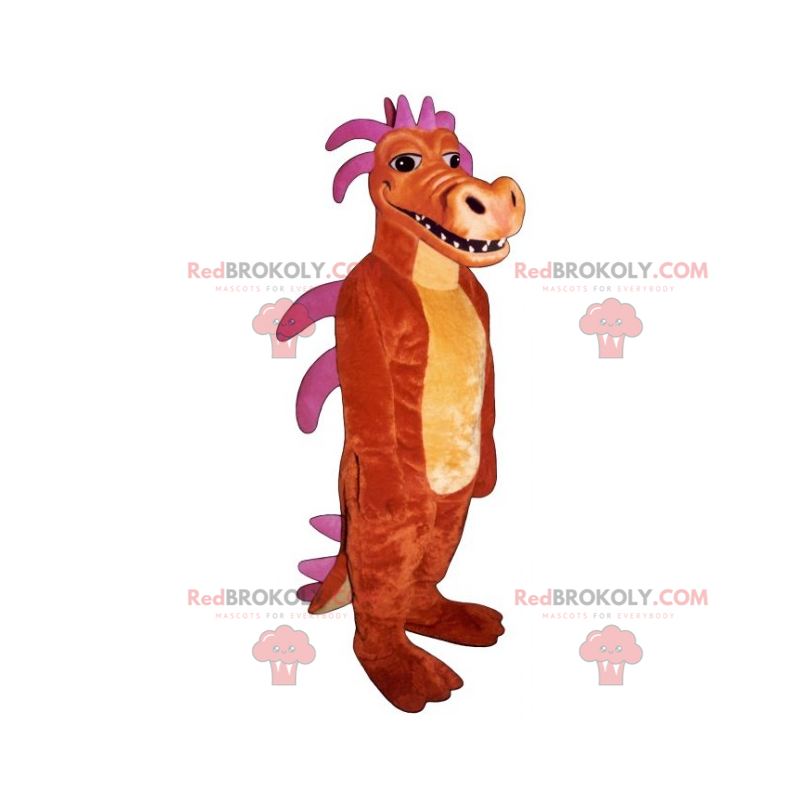 Mascotte de dinosaure avec des piques roses - Redbrokoly.com