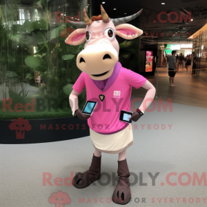 Rosa Zebu-maskotdraktfigur...