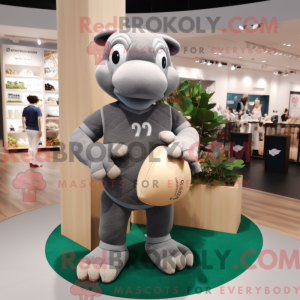 Grå Rugby Ball maskot...