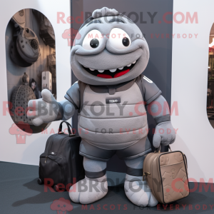 Gray Rugby Ball mascot...
