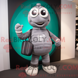 Gray Rugby Ball mascot...