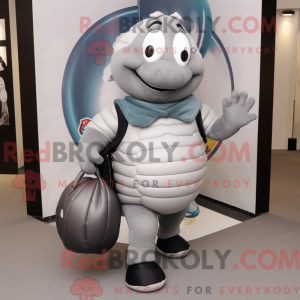 Gray Rugby Ball mascot...