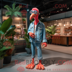 Röd Flamingo-maskotkostyme...