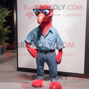 Rød Flamingo maskot kostume...