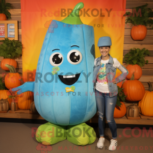 Cyan Squash mascot costume...