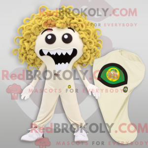 Cream Medusa mascot costume...