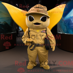 Gold Manta Ray-maskot drakt...