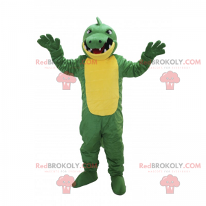 Gelbes und grünes Dinosauriermaskottchen - Redbrokoly.com