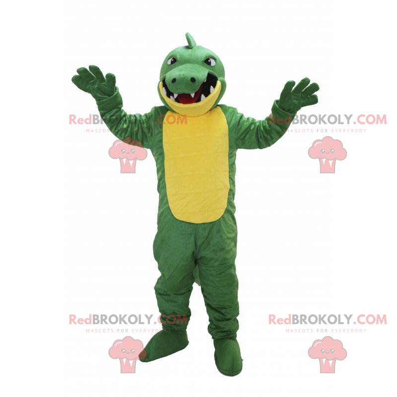 Gul og grønn dinosaur-maskot - Redbrokoly.com