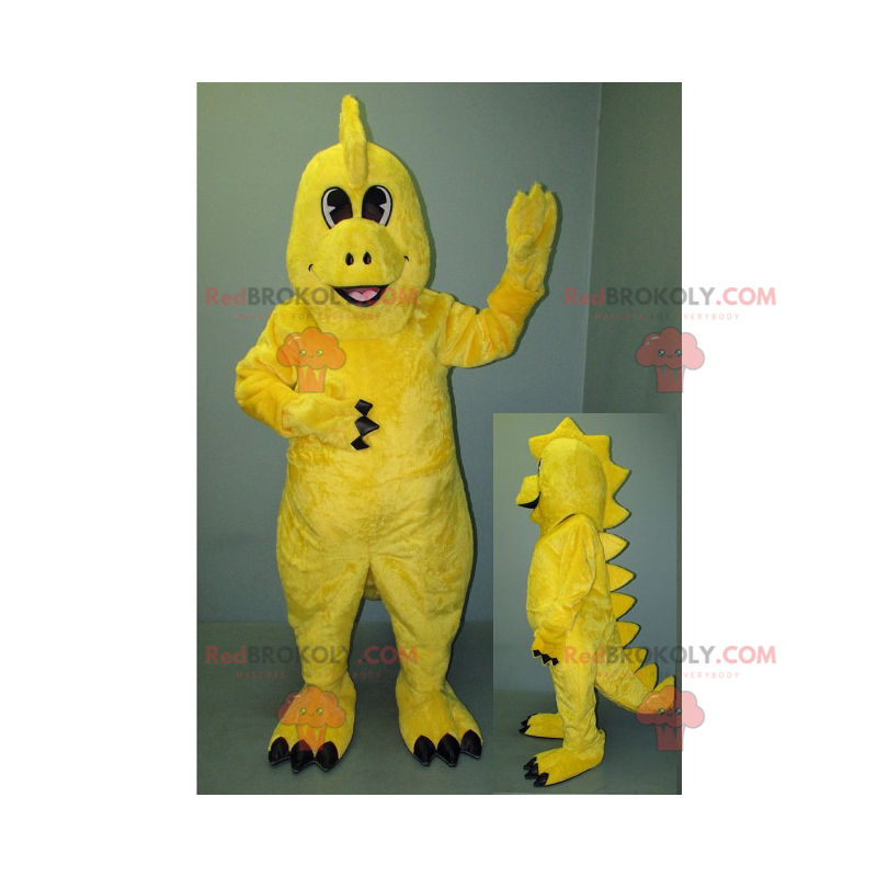 Mascotte de dinosaure jaune souriant - Redbrokoly.com