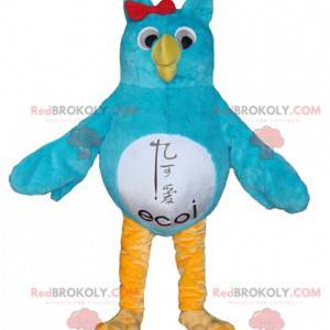 Mascote coruja azul branco e amarelo - Redbrokoly.com