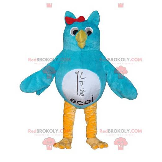 Ugle maskot blå hvit og gul - Redbrokoly.com