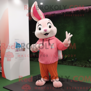 Roze konijn mascottekostuum...