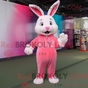 Roze konijn mascottekostuum...