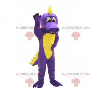 Fialový a žlutý dinosaur maskot - Redbrokoly.com