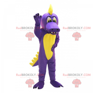 Mascotte de dinosaure violet et jaune - Redbrokoly.com