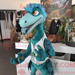 Teal Utahraptor mascot...