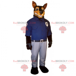 Dobermann mascotte verkleed als politieagent - Redbrokoly.com