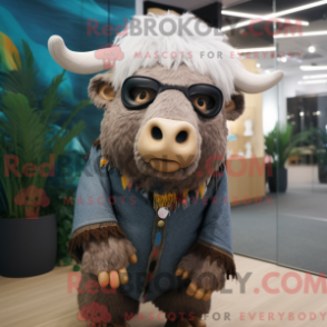 Fantasia de mascote de búfalo com macacão e óculos - Búfalos mascotes - REBROKO_251184 - RedBrokoly.com