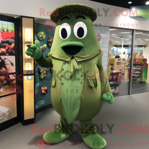 Olive Green Bean mascot...