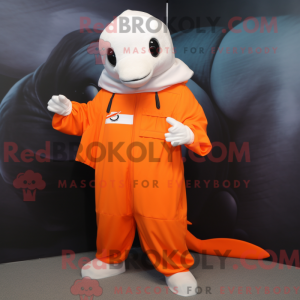 Orange Beluga Whale maskot...