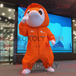 Orange Beluga Whale maskot...