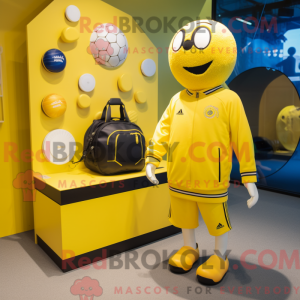 Gul Fotball maskot drakt...