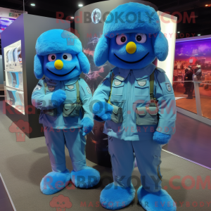 Blaues Maskottchenkostüm...