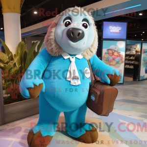 Cyan Giant Sloth maskot...