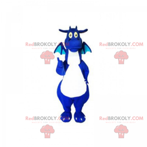 Blauwe en witte draakmascotte - Redbrokoly.com