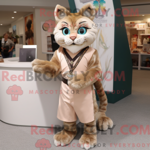 Beige Bobcat mascot costume...