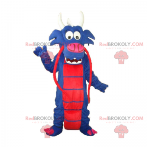 Mascota del dragón azul y rojo chino - Redbrokoly.com