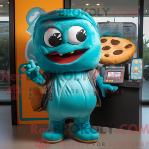 Turquoise Croissant mascot...