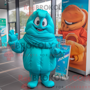 Postava maskota tyrkysového...