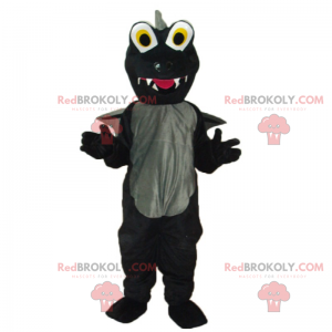 Mascote dragão preto e cinza com olhos grandes - Redbrokoly.com