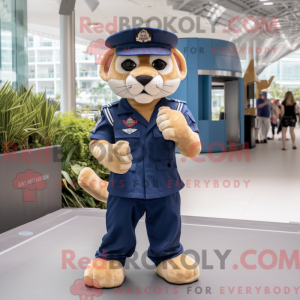 Navy Puma maskot kostym...
