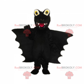 Černý drak maskot s velkými křídly - Redbrokoly.com