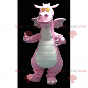 Mascotte drago rosa con gli occhi gialli - Redbrokoly.com