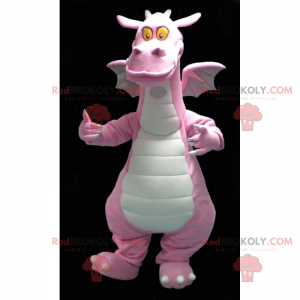 Pink dragon mascot with yellow eyes - Redbrokoly.com