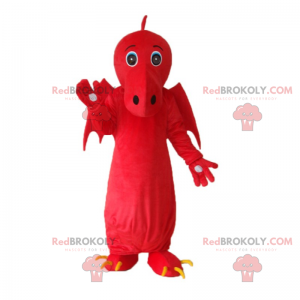 Rød drage maskot med store vinger - Redbrokoly.com