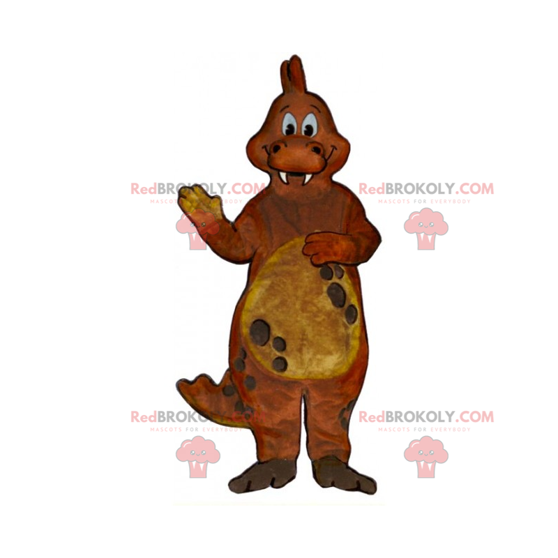Mascotte de dragon marron très souriant - Redbrokoly.com