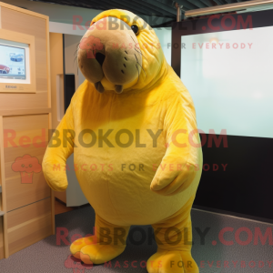 Gul hvalross maskot...