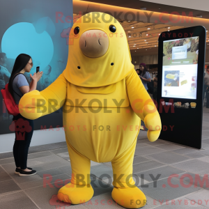 Gul hvalros maskot kostume...