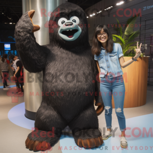 Sort Giant Sloth maskot...