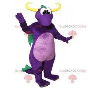 Mascote dragão roxo e asas verdes - Redbrokoly.com