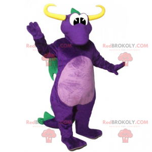Mascotte de dragon violet et ailes verts - Redbrokoly.com